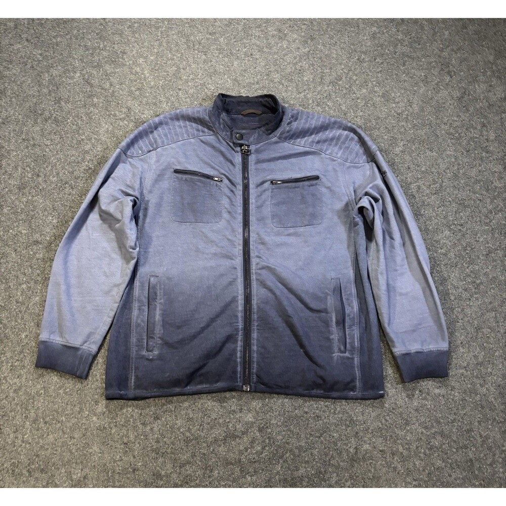32 Bar Blues Full Zip Jacket Men’s XL Elbow Patch Cotton Blue